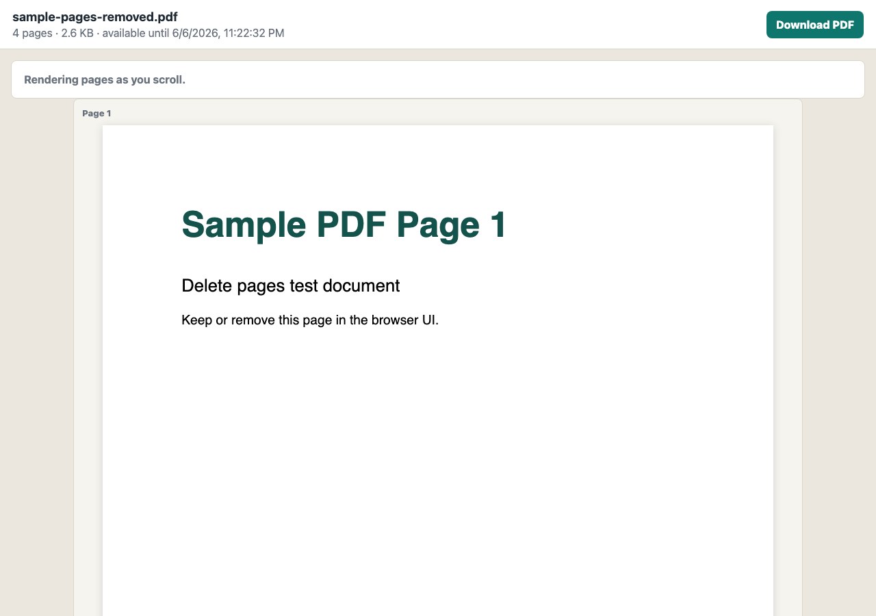 Shared PDF viewer rendering pages with a Download PDF button